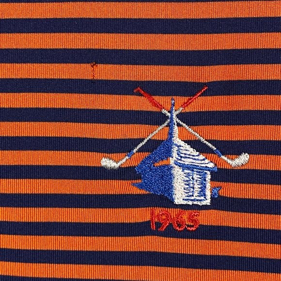 RALPH‎ LAUREN RLX Mens Orange/Blue S/S Polo Shirt XL 1965 golf emblem - flawed - Picture 2 of 9